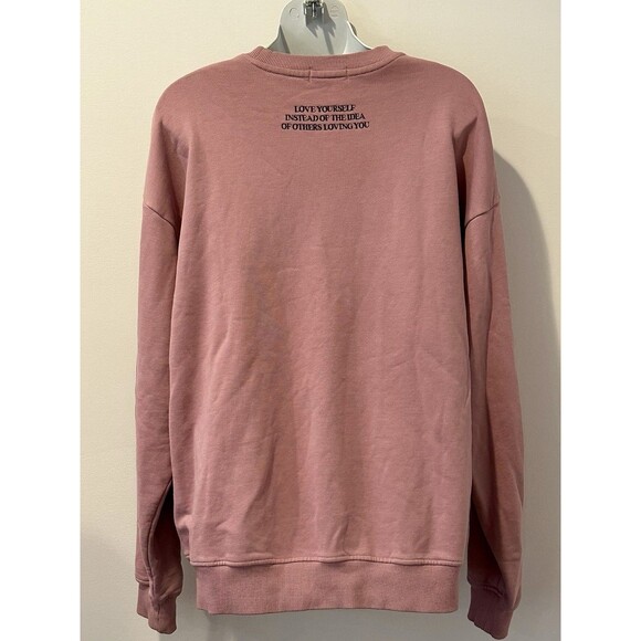 The Mayfair Group Self Love Club Cotton Crewneck Sweatshirt Pink One Size EUC!! - Picture 5 of 8